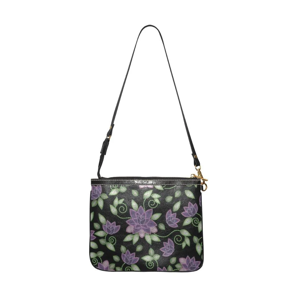 Purple Beaded Rose Small Shoulder Bag