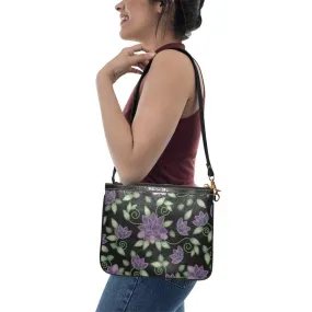 Purple Beaded Rose Small Shoulder Bag