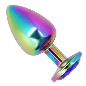 Rainbow Metal Anal Plug With Jewel