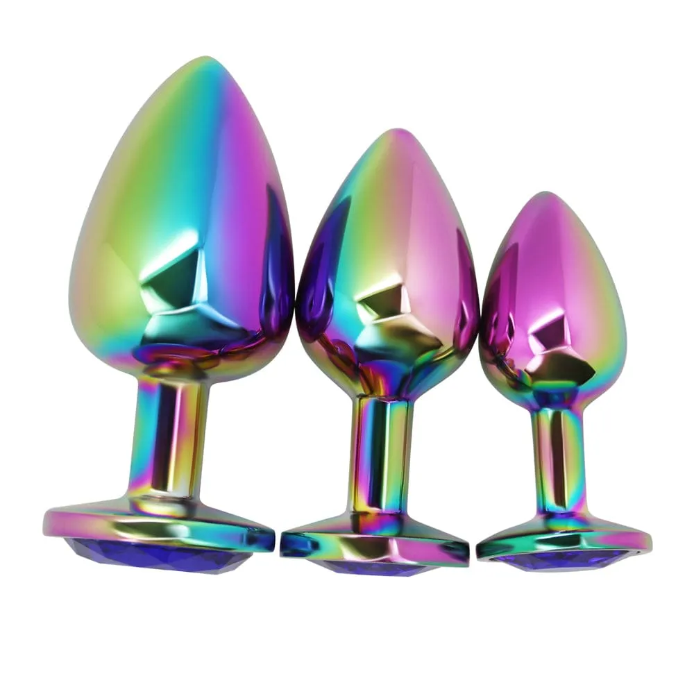 Rainbow Metal Anal Plug With Jewel