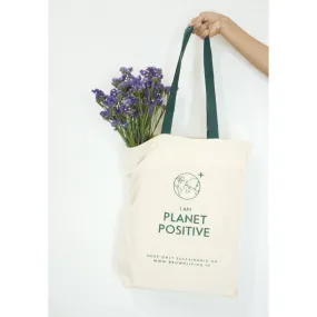 Reusable Cotton Tote Bag - Planet Positive - Off White