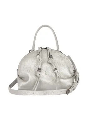 Small Clara Micro Graffiato Bag in Argento