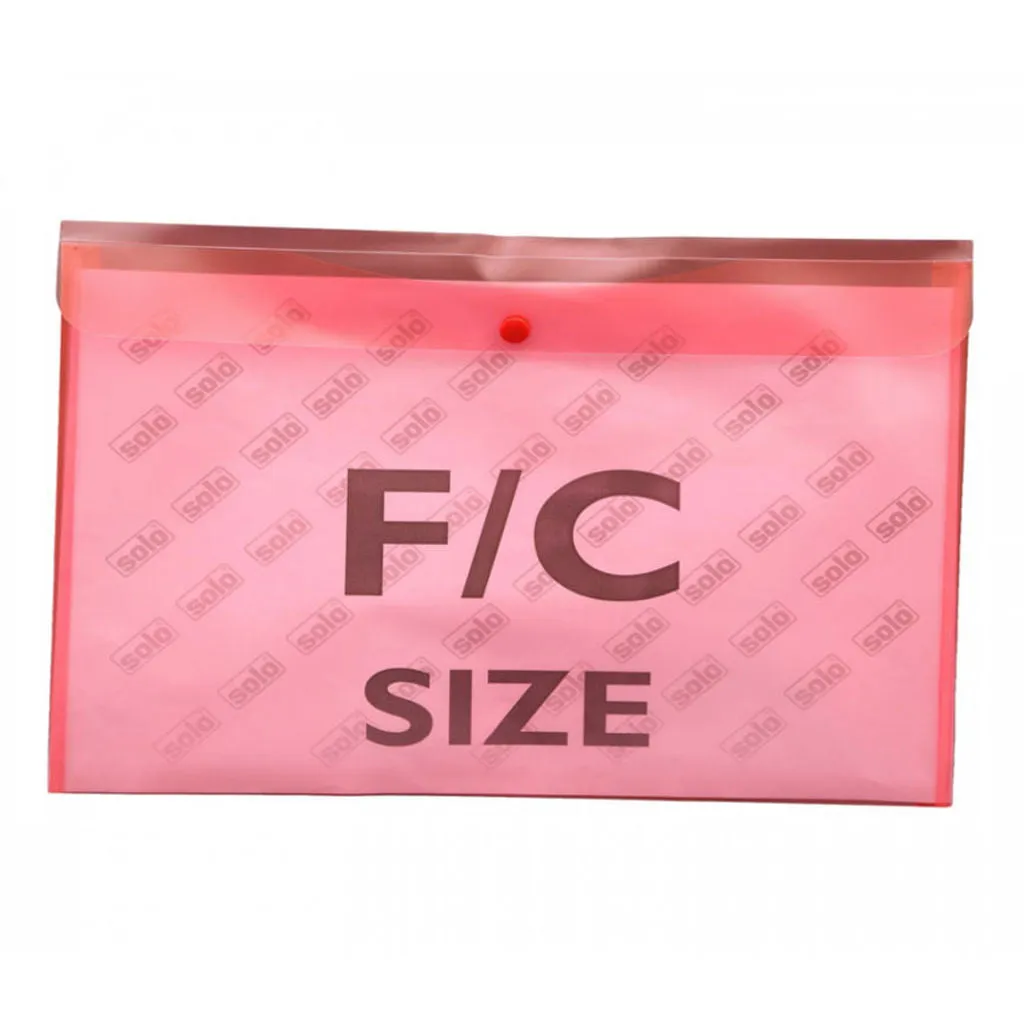 Solo Document Bag With Button Closure L/Scape Transparent Red F/C Size CH 118