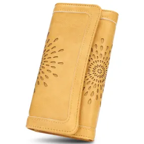 SunFlower Wallet For Women RFID Blocking Slim Minimalist Ladies Long Clutch Purse Credit Card Holder Slots with Zipper Pocket-Yellow