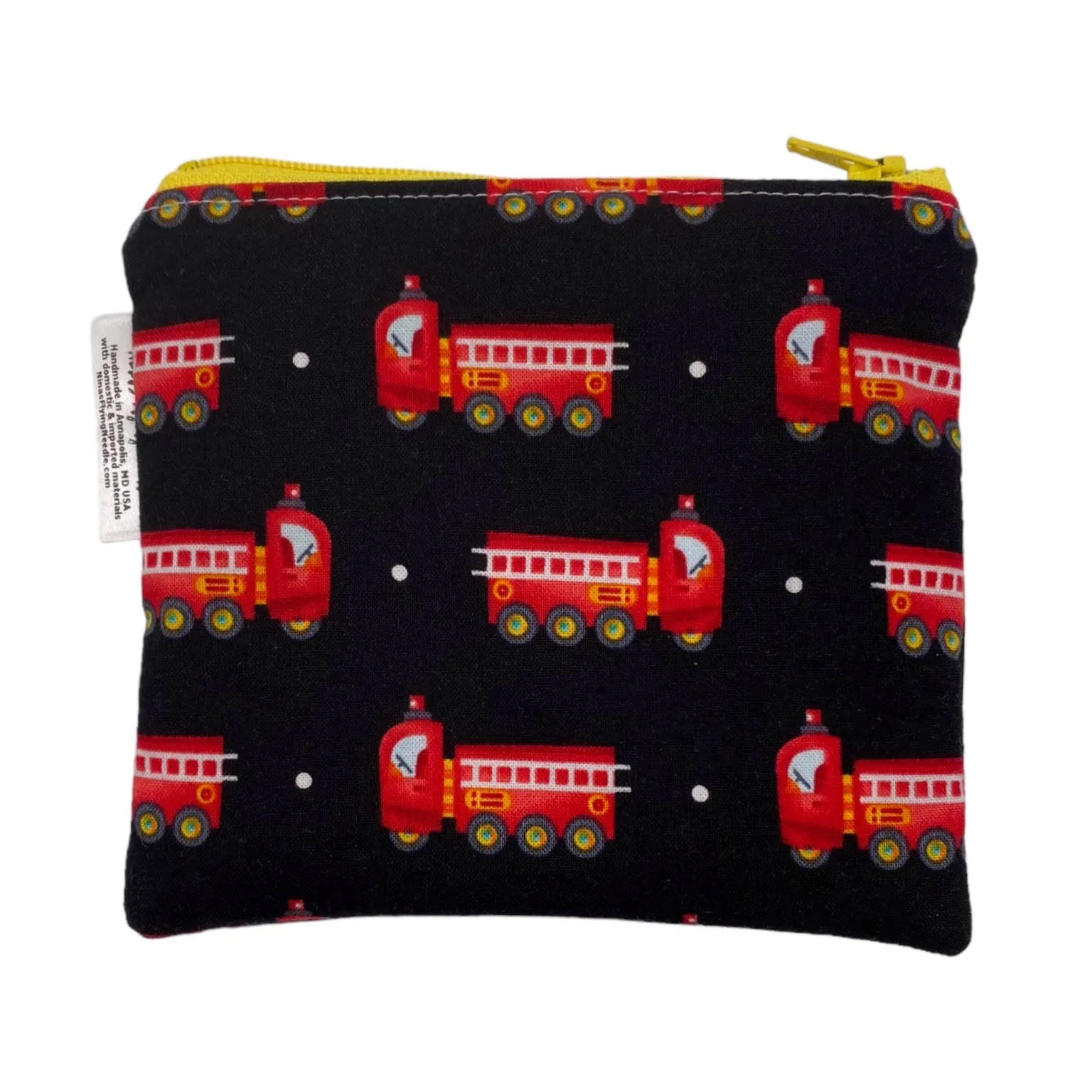 Toddler Sized Reusable Zippered Bag Firetrucks