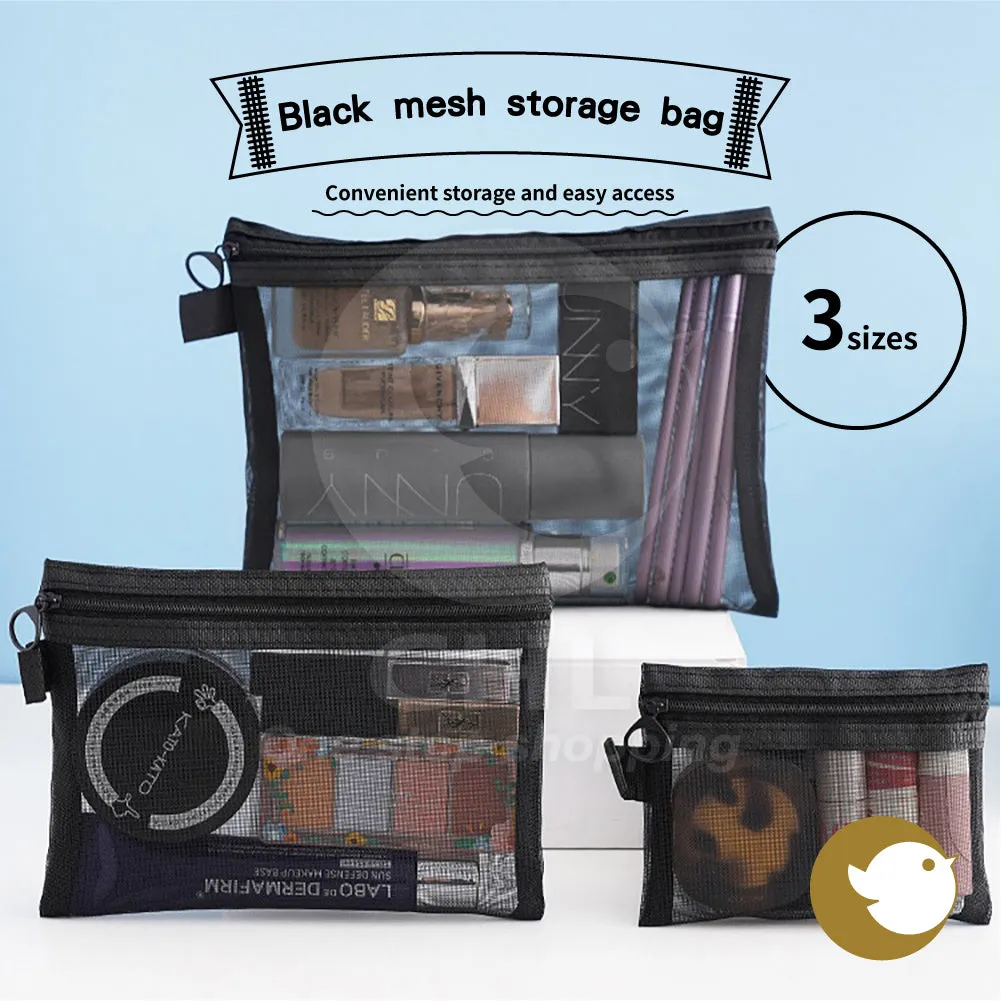 Transparent mesh storage bag, convenient storage, easy to access, office, school, student, examination papers, document bag, nylon breathable, large capacity, white, black, large, medium, small