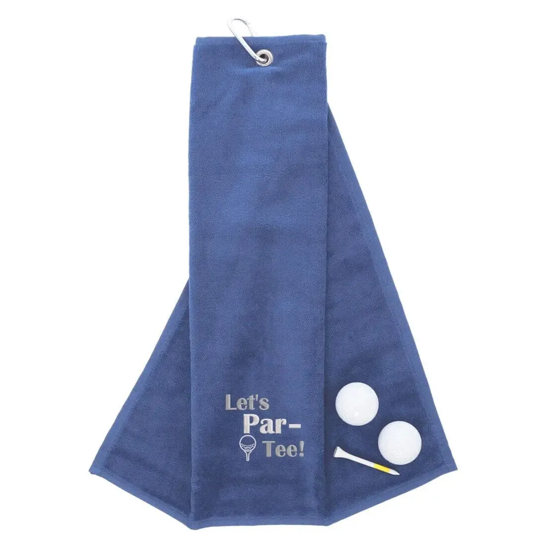 Tri-Fold Golf Towel Embroidered With Let's Par-Tee Novelty Golf Logo