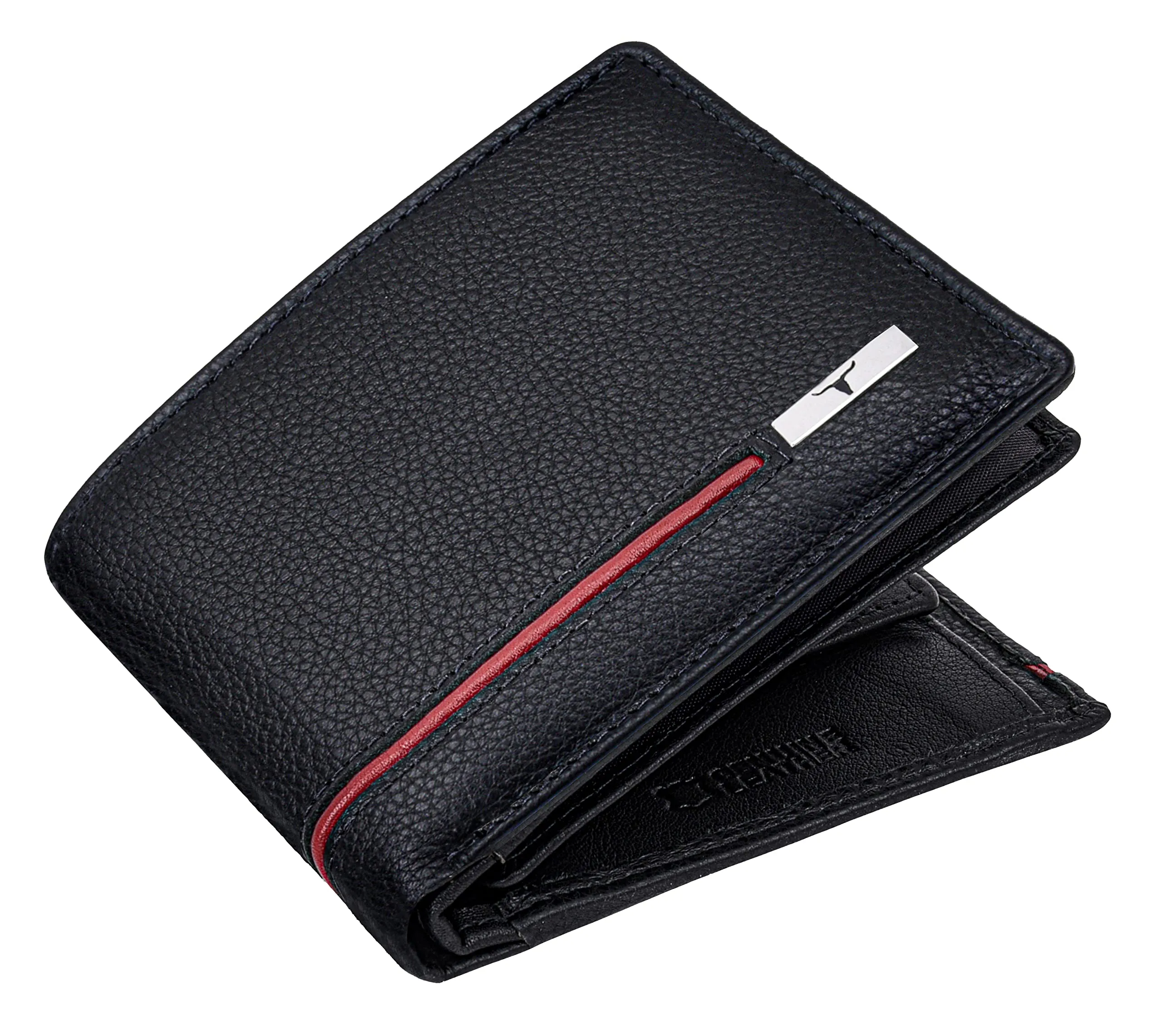 URBAN FOREST Stag Black/Red Leather Wallet for Men