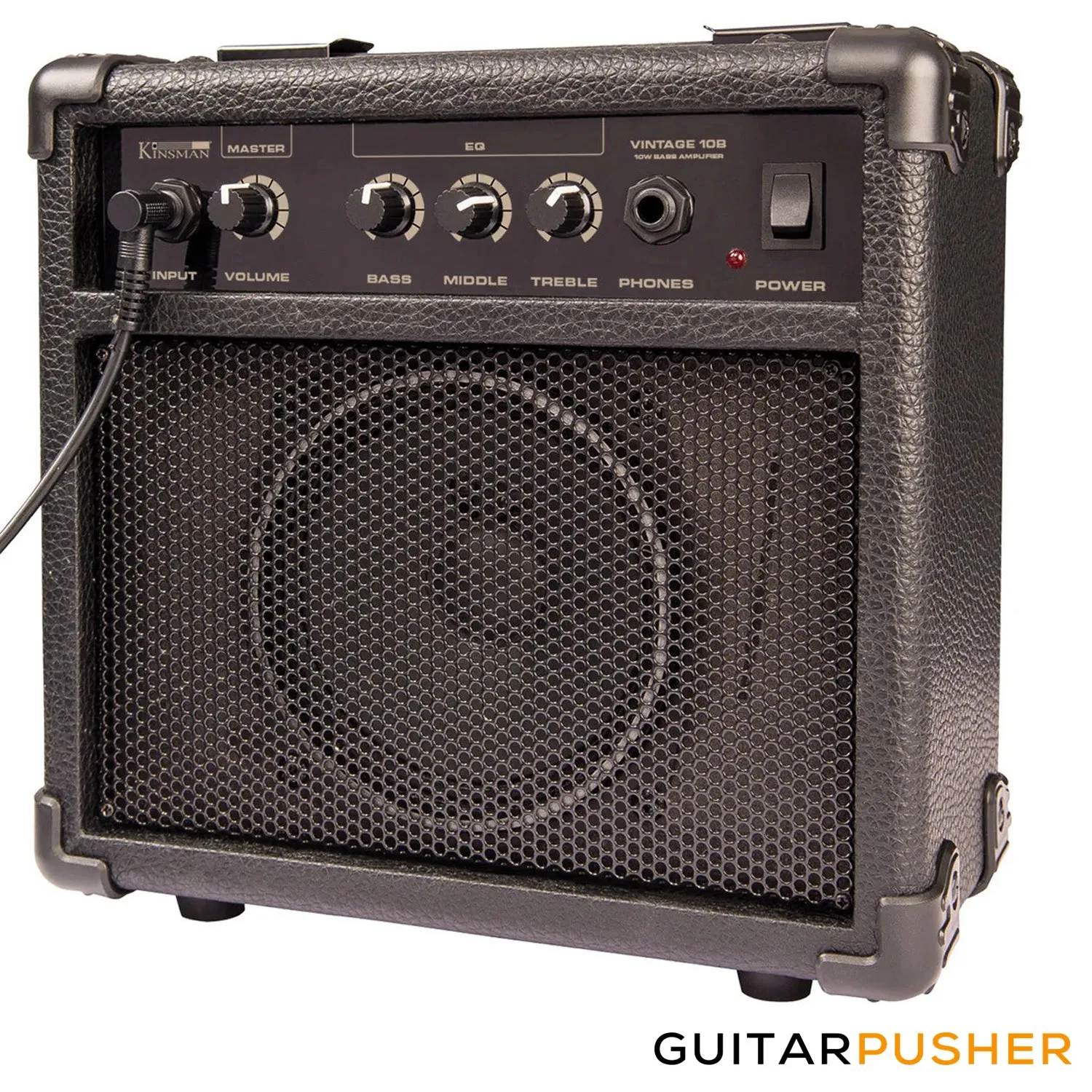 Vintage Coaster Series V40 4-String PB Bass w/ Kinsman 10-Watt Bass Amplifier, Gig Bag, & Accessories - Boulevard Black