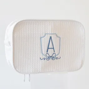 Waffle Weave Initial Cosmetic Bag