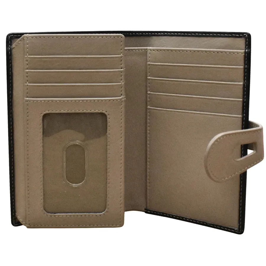 Wallet Midi With Cut Out Tab Black/Taupe Leather RFID Blocking 7817