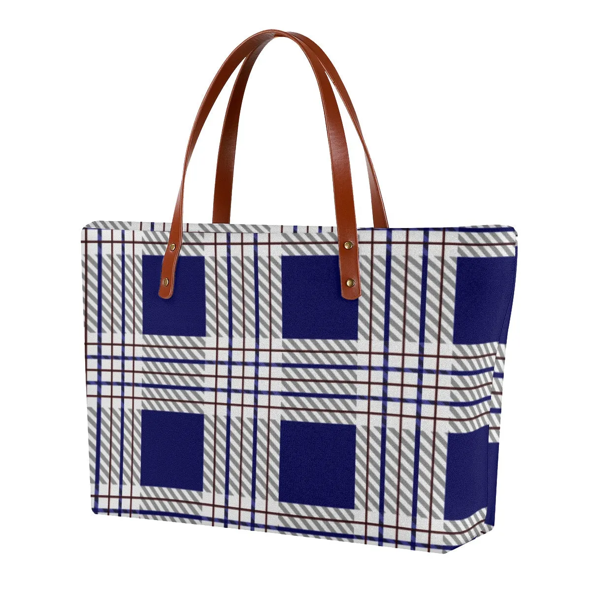 Women's Tote Bag | Diving Cloth 101 blue plaid print