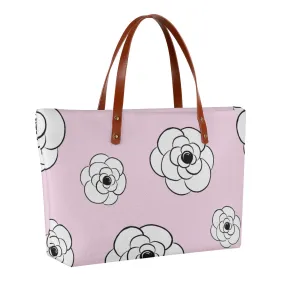 Women's Tote Bag | Diving Cloth 119 pink  with white flower print