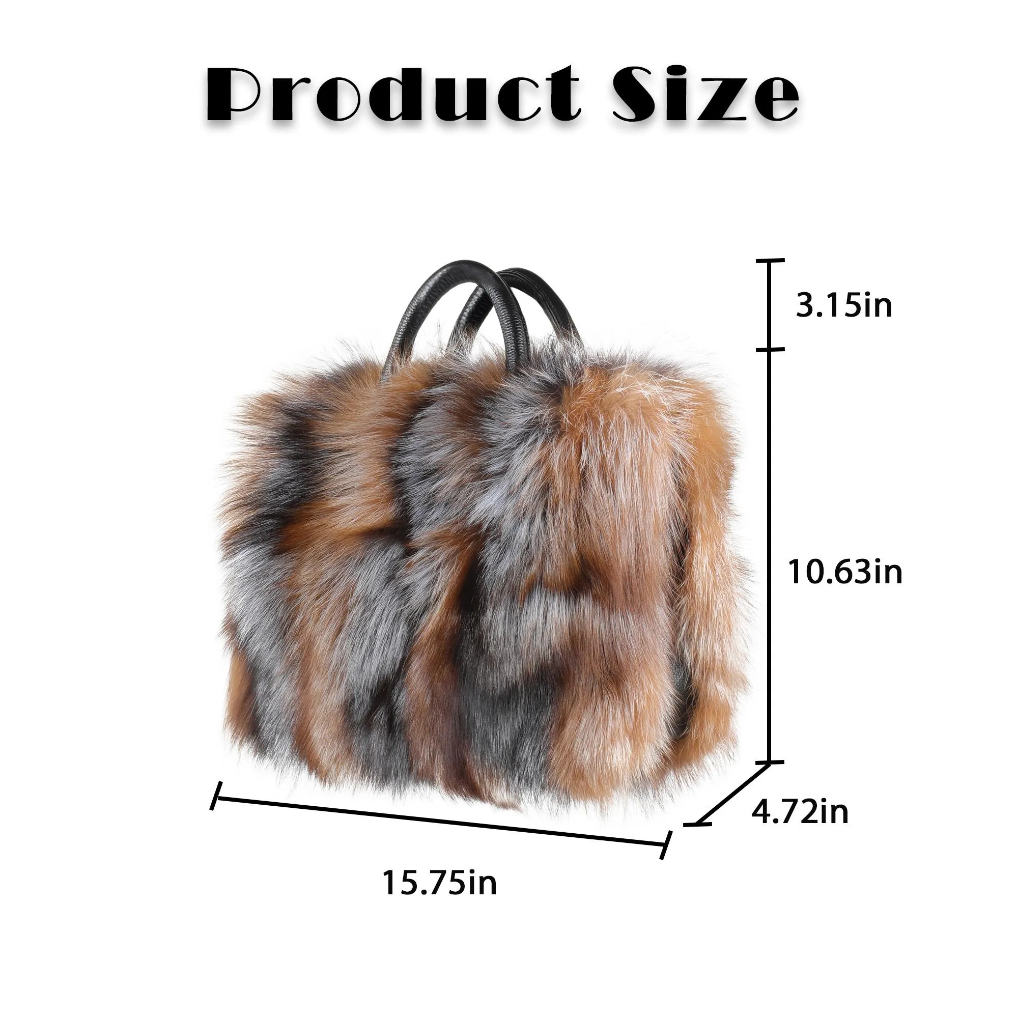 Women's Winter Fur Bag Silver Fox Handbag Leather Ladies Shoulder Bag