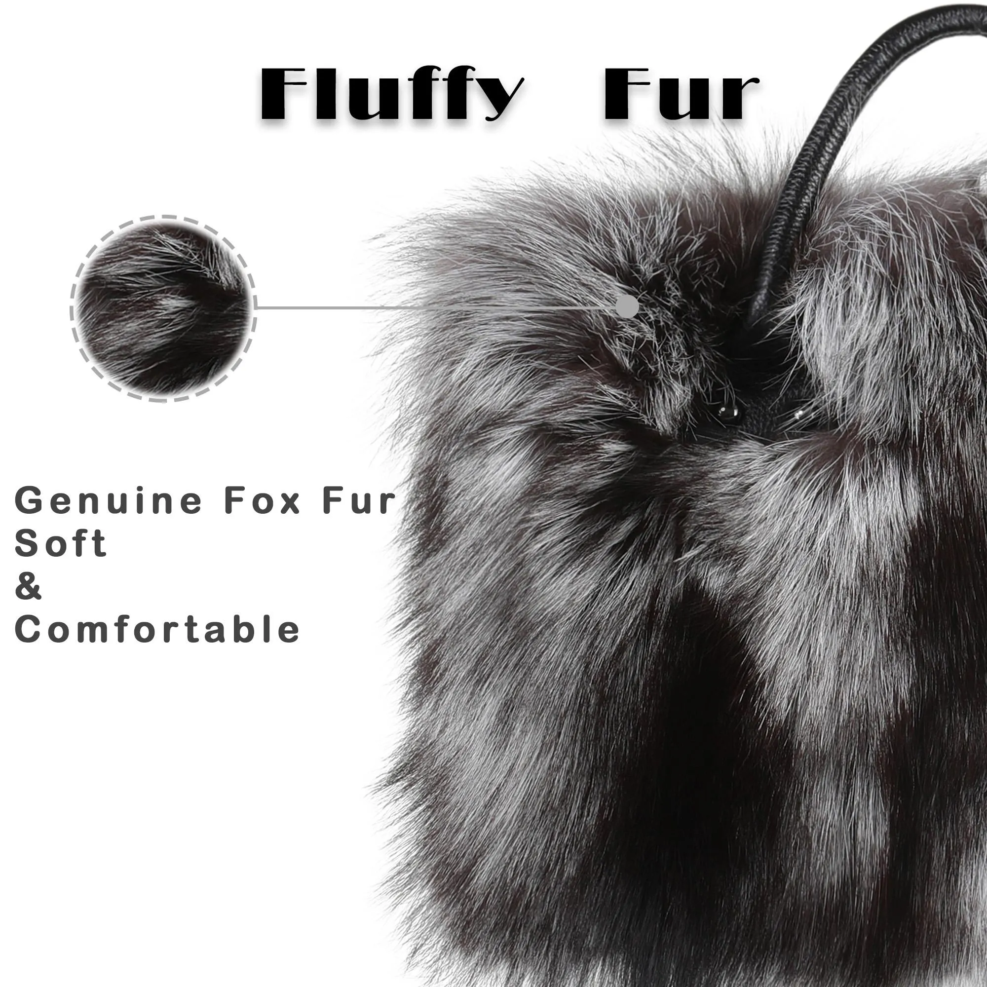 Women's Winter Fur Bag Silver Fox Handbag Leather Ladies Shoulder Bag