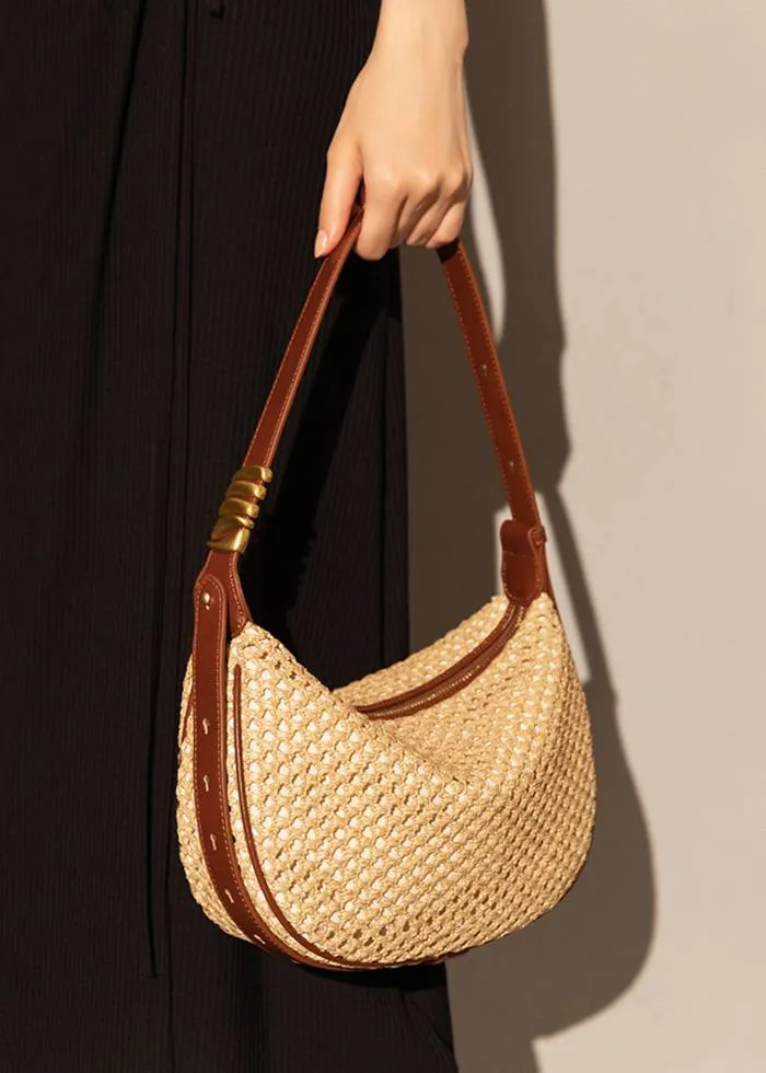 Woven Raffia Saddle Bag