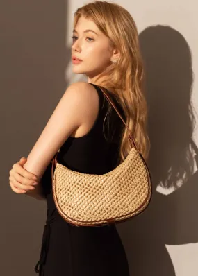 Woven Raffia Saddle Bag