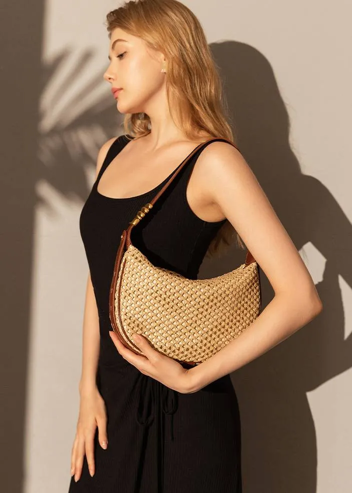 Woven Raffia Saddle Bag