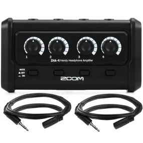 Zoom ZHA-4 4-Channel Headphone Amplifier    2x 3.5mm TRSF to 35mm TRSM Headphone Extension 10ft Cable